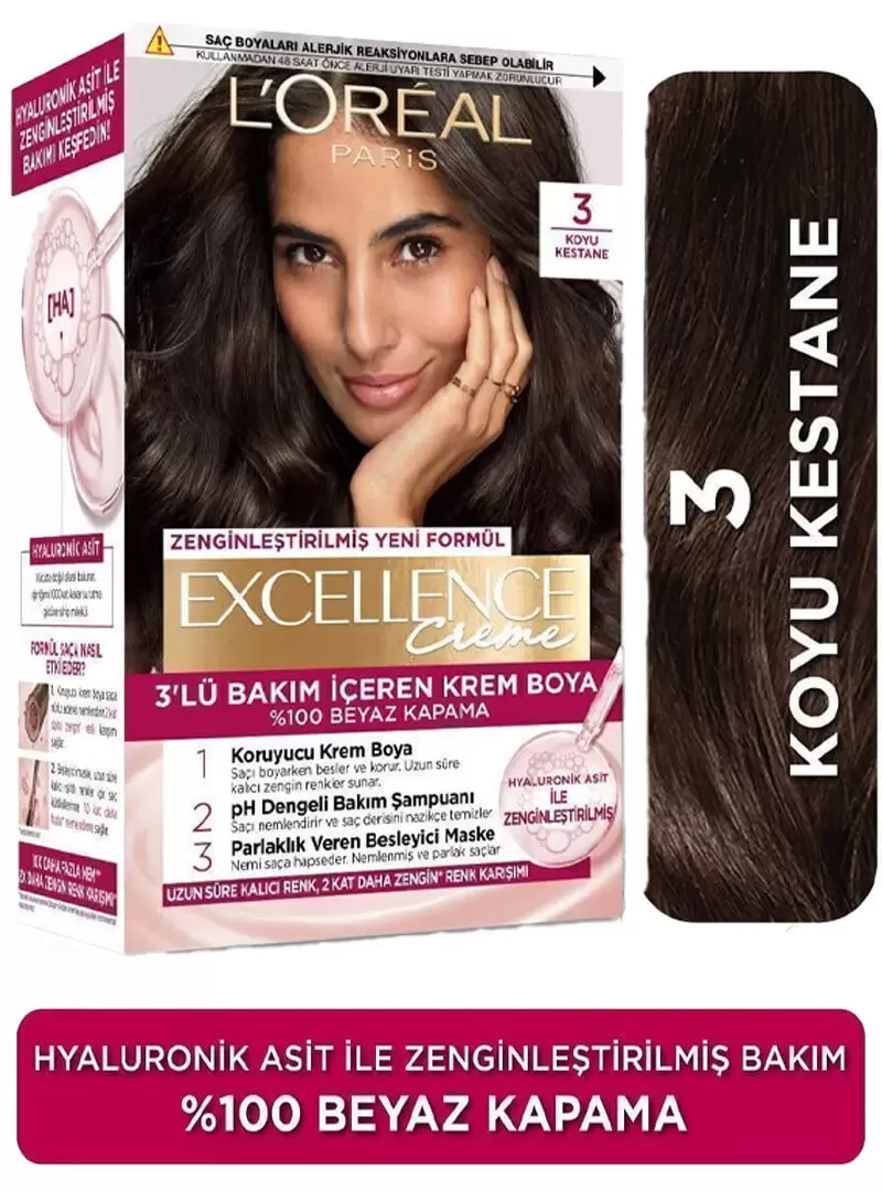 Loreal Paris Excellence Creme Saç Boyası 3 Koyu Kestane