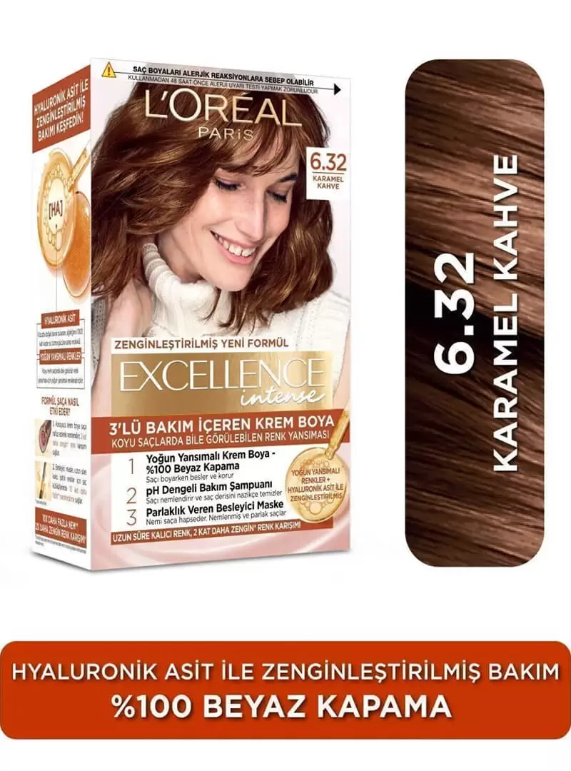 Loreal Paris Excellence Intense Saç Boyası 6.32 Karamel Kahve