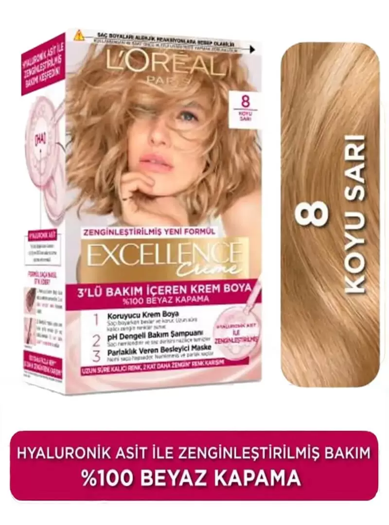 Loreal Paris Excellence Creme 8 Koyu Sarı Saç Boyası