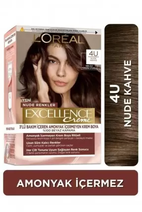 Loreal Paris Excellence Creme Nude Renkler Saç Boyası – 4u Nude Kahve