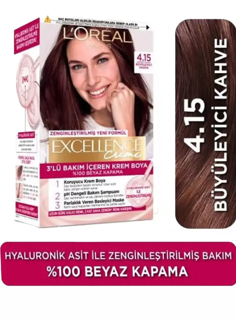 Loreal Paris Excellence Creme Saç Boyası 4.15 Büyüleyici Kahve