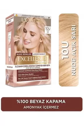 Loreal Paris Excellence Creme Nude Renkler Saç Boyası – 10u Nude Açık Sarı