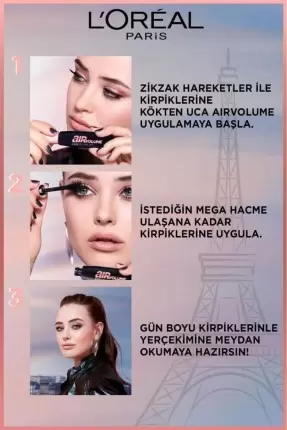 L'Oreal Paris Air Mega Black Maskara - 30 Saate Kadar Kalıcı - Ekstra Siyah 9.4ml