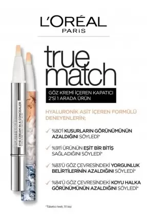 L'Oreal Paris True Match Göz Kremi İçeren Kapatıcı [ 2'si 1 Arada ] 3-5,5R