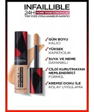 Loreal Paris Infaillible 24H Tüm Yüze Uygulanabilir Kapatıcı - 322 Ivory/Ivo 11ml