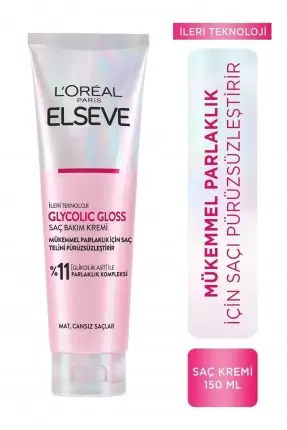 Loreal Paris Elseve Glycolic Gloss Mükemmel Parlaklık için Pürüzsüzleştirici Saç Kremi 150 ml