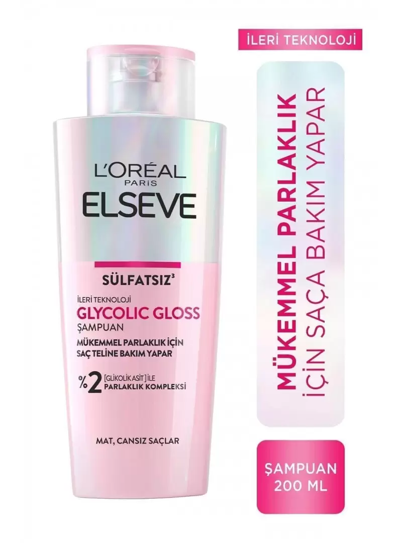 Loreal Paris Elseve Glycolic Gloss - Mükemmel Parlaklık için Bakım Yapan Şampuan - 200 ml