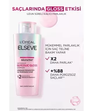 Loreal Paris Elseve Glycolic Gloss - Mükemmel Parlaklık için Bakım Yapan Şampuan - 200 ml