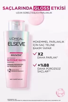 Loreal Paris Elseve Glycolic Gloss - Mükemmel Parlaklık için Bakım Yapan Şampuan - 200 ml