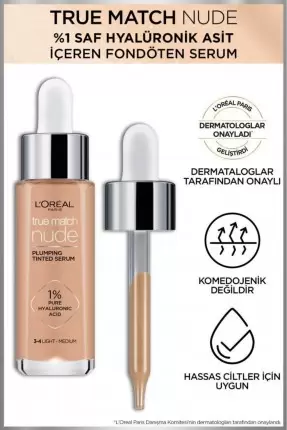 Loreal Paris True Match Nude Fondöten Serum 3-4 Light Medium 30ml