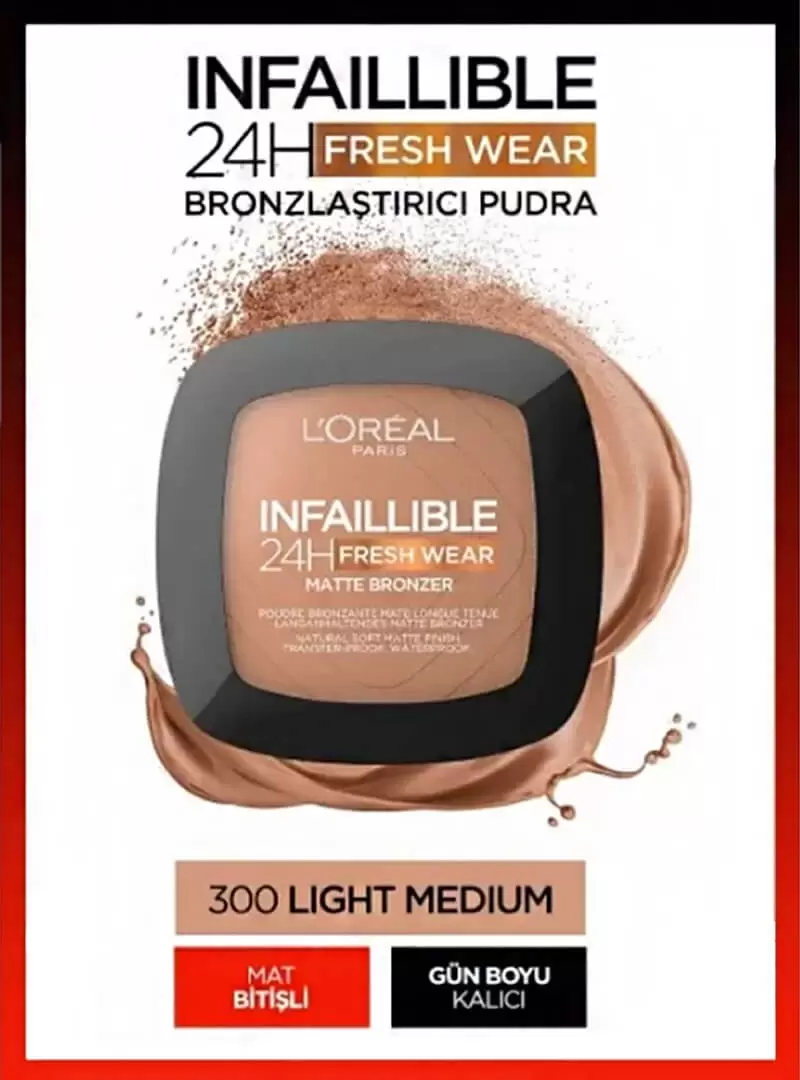 Loreal Paris Infaillible 24H Fresh Wear Bronzlaştırıcı Pudra - 300 Light Medium 9gr