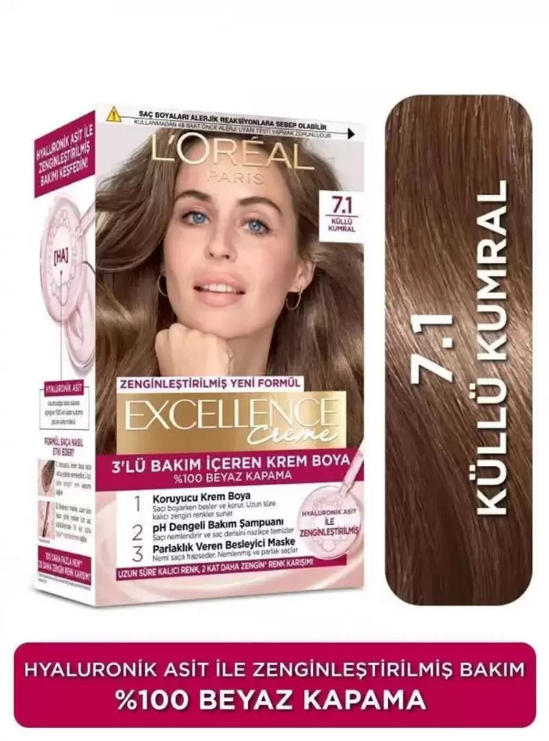 Loreal Paris Excellence Creme Saç Boyası 7.1 Küllü Kumral