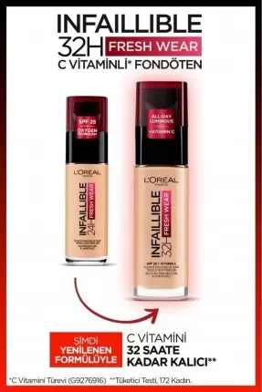 Loreal Paris Infaillible 32H Fresh Wear C Vitaminli Fondöten - 130 Beige Peau 30ml