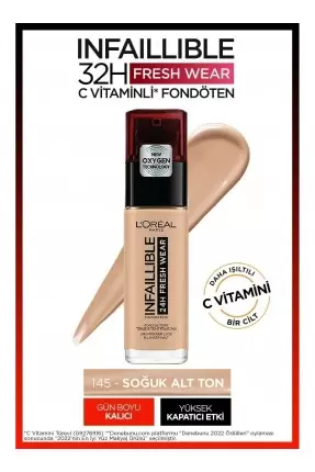 Loreal Paris Infaillible 32H Fresh Wear C Vitaminli Fondöten - 145 BeigeRose 30ml