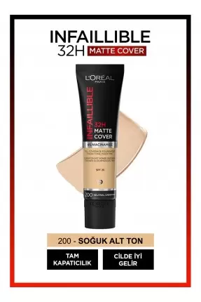 Loreal Paris Infaillible 32H Matte Cover Yüksek Kapatıcı Fondöten - 200 SABLE