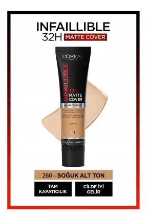 Loreal Paris Infaillible 32H Matte Cover Yüksek Kapatıcı Fondöten - 260 Solei