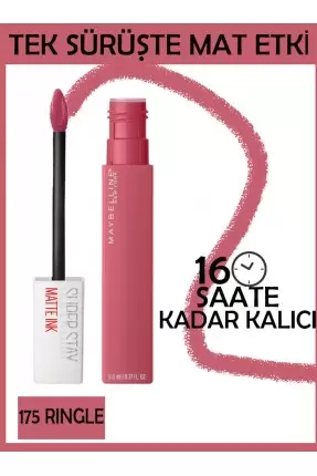 Maybelline New York Super Stay Matte Ink Likit Mat Ruj -Pinks NU 175 RINGLE