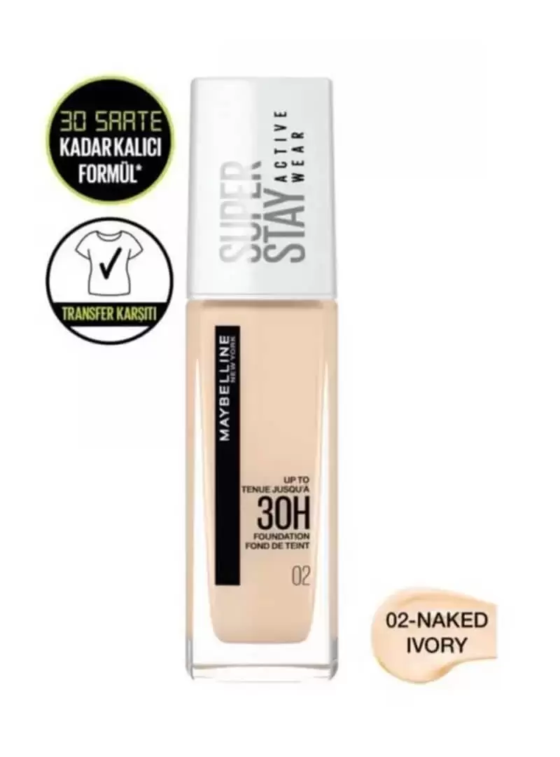 Maybelline New York Superstay Active Wear Fondöten- 02 Naked Ivory 30 ml