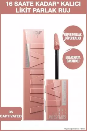 Maybelline New York Super Stay Vinyl Ink Uzun Süre Kalıcı Likit Parlak Ruj - 95