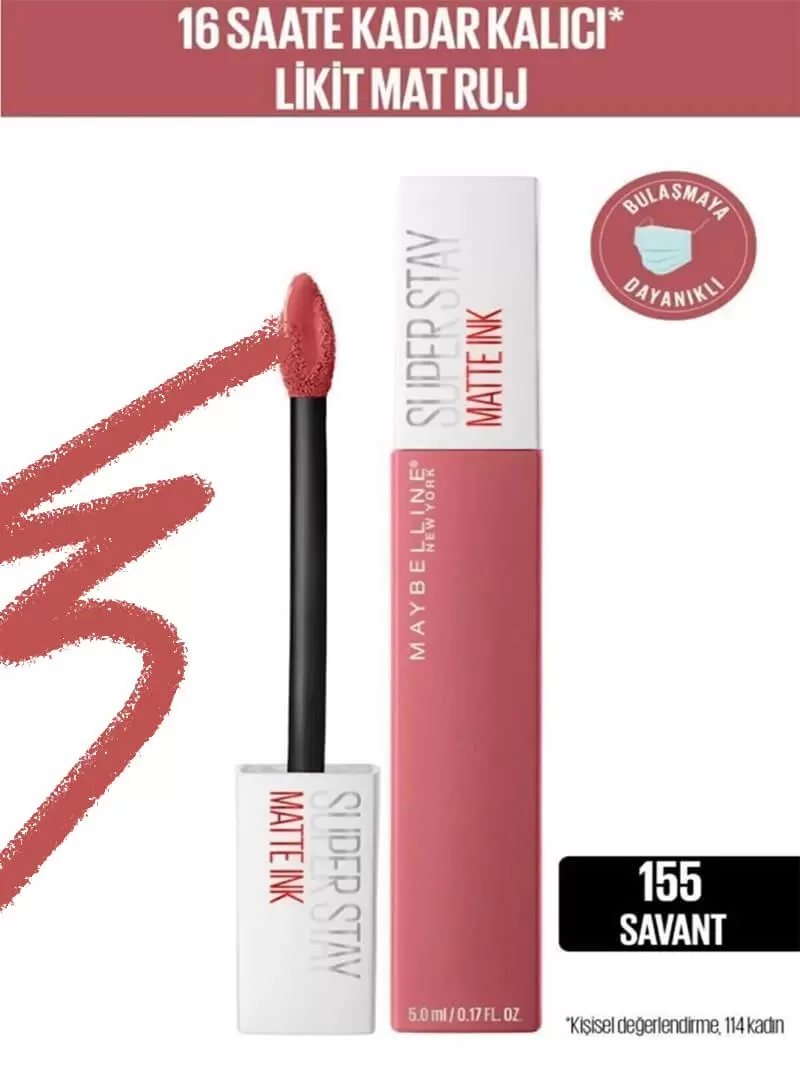 Maybelline New York Super Stay Matte Ink Likit Mat Ruj - 155 Savant - Nude/Pembe