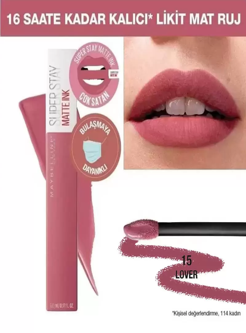 Maybelline New York Super Stay Matte Ink Likit Mat Ruj -15 LOVER