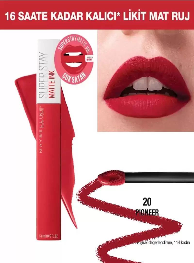 Maybelline New York Super Stay Matte Ink Likit Mat Ruj -20 PIONEER