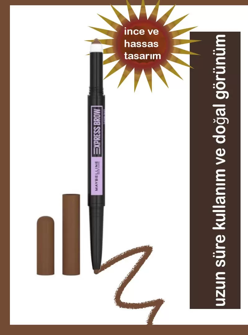 Maybelline New York Express Brow Satin Duo Çift Taraflı Kaş Kalemi - 01 Açık Ton