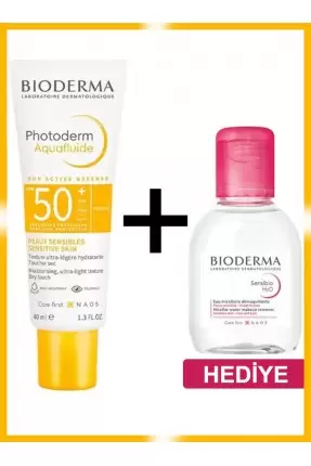 Bioderma Photoderm Aquafluid SPF50+ Tüm Ciltler Renksiz Güneş Kremi 40 ml - Sensibio H2o Hediye -