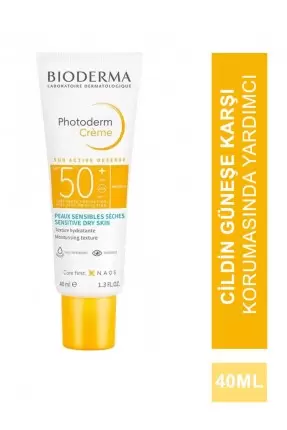 Bioderma Photoderm Creme Renksiz Kuru Ciltler için Yüksek Korumalı SPF50+ Yüz Güneş Kremi 40 ml