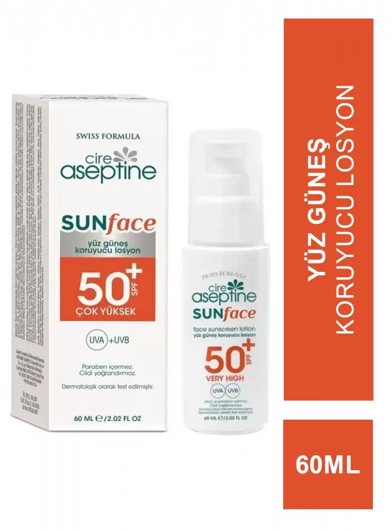 Cire Aseptine Sun Spf 50 Yüz Güneş Koruyucu Losyon 60 Ml