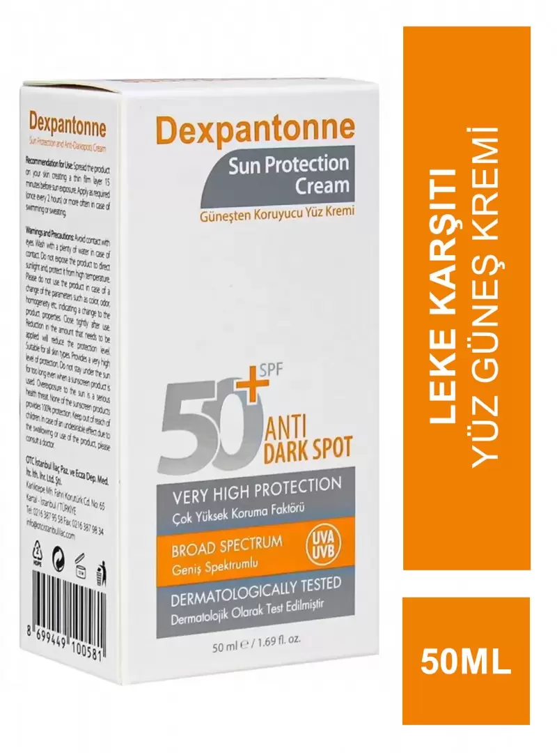 Dexpantonne Sun Leke Karşıtı Yüz Güneş Kremi Spf50+ 50ml