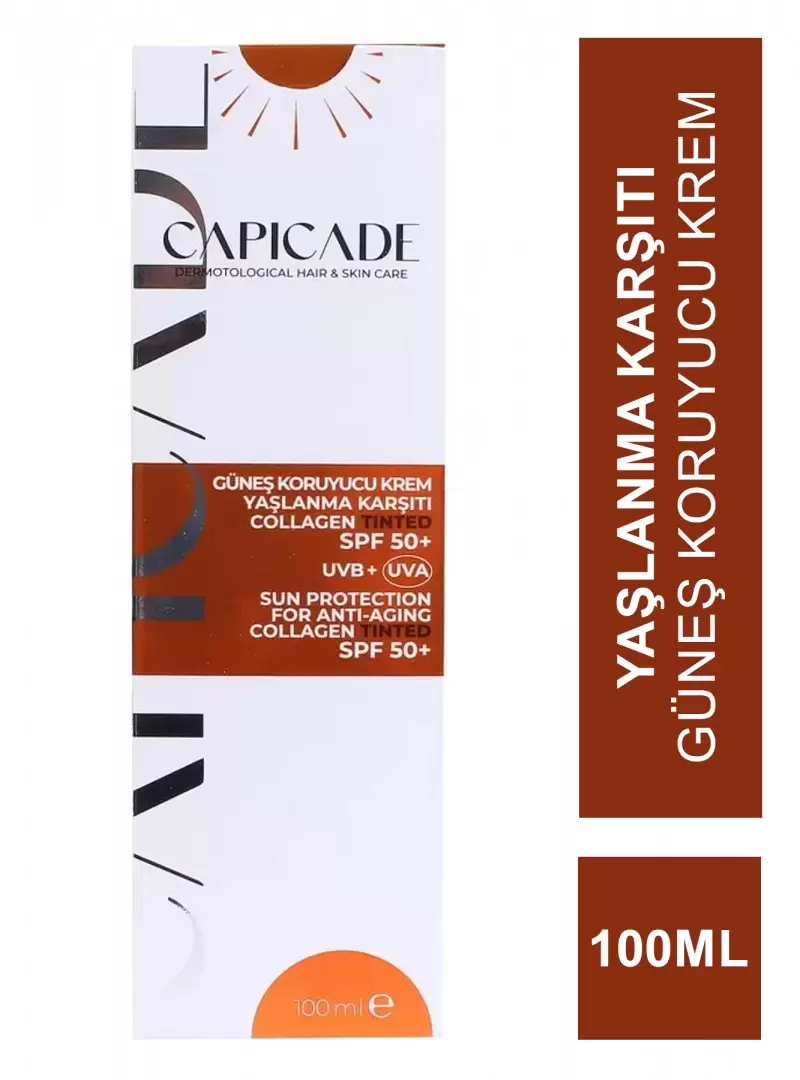 Capicade Güneş Koruyucu Krem Spf 50+ Yaşlanma Karşıtı - Renkli 100 ml