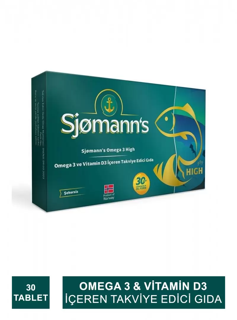 Sjomann's Fishoil Omega-3 High 30 Çiğnenebilir Jel Tablet