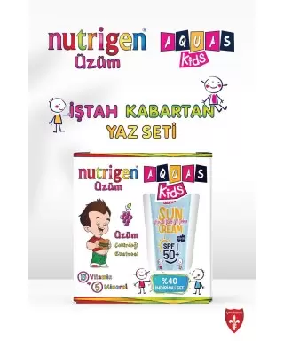 Outlet - Nutrigen Üzüm 200 ml + Aquas Kids SPF 50+ Sun Cream Çocuk Güneş Kremi 100 ml Yaz Seti