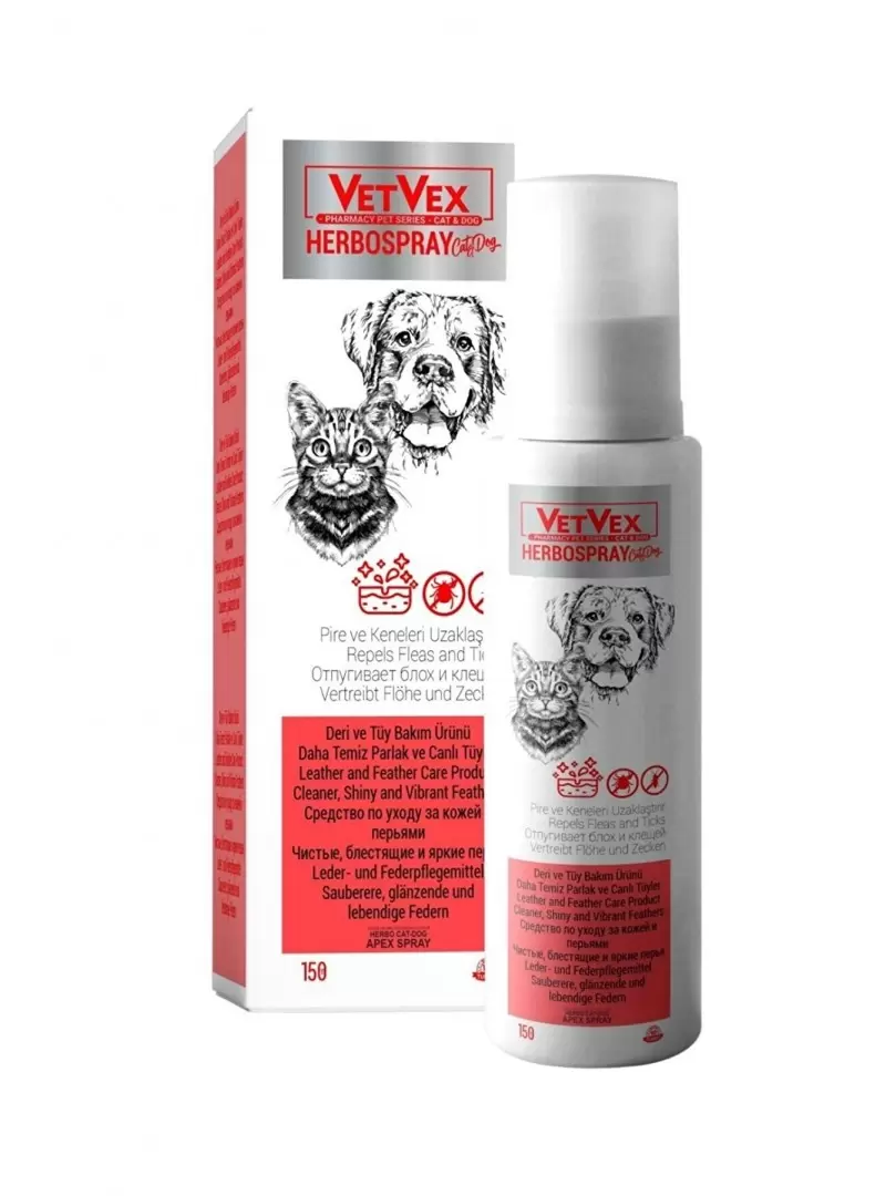 Outlet - VetVex Herbospray Kedi ve Köpek Deri Bakım Spreyi 150 ml