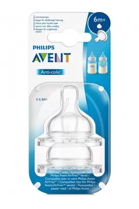 Philips Avent Anti-kolik Biberon Emziği 6+ Ay 2'li -SCF636/27-