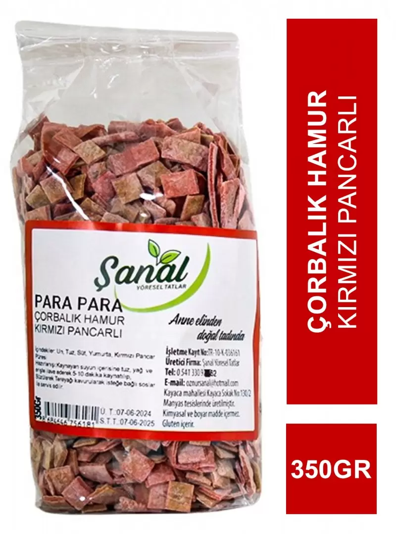 Şanal Para Para Çorbalık Hamur Kırmızı Pancarlı 350gr