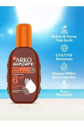 Arko Suncare Spf6 Bronzlaştırıcı Güneş Yağı Sprey 220 ml