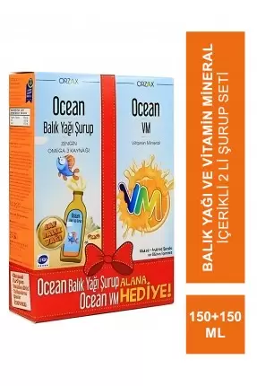 Ocean Orange Portakal Aromalı Balık Yağı Şurup 150ml + Ocean VM Şurup 150ml