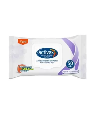 Activex Antibakteriyel Hassas Islak Mendil 50 Adet