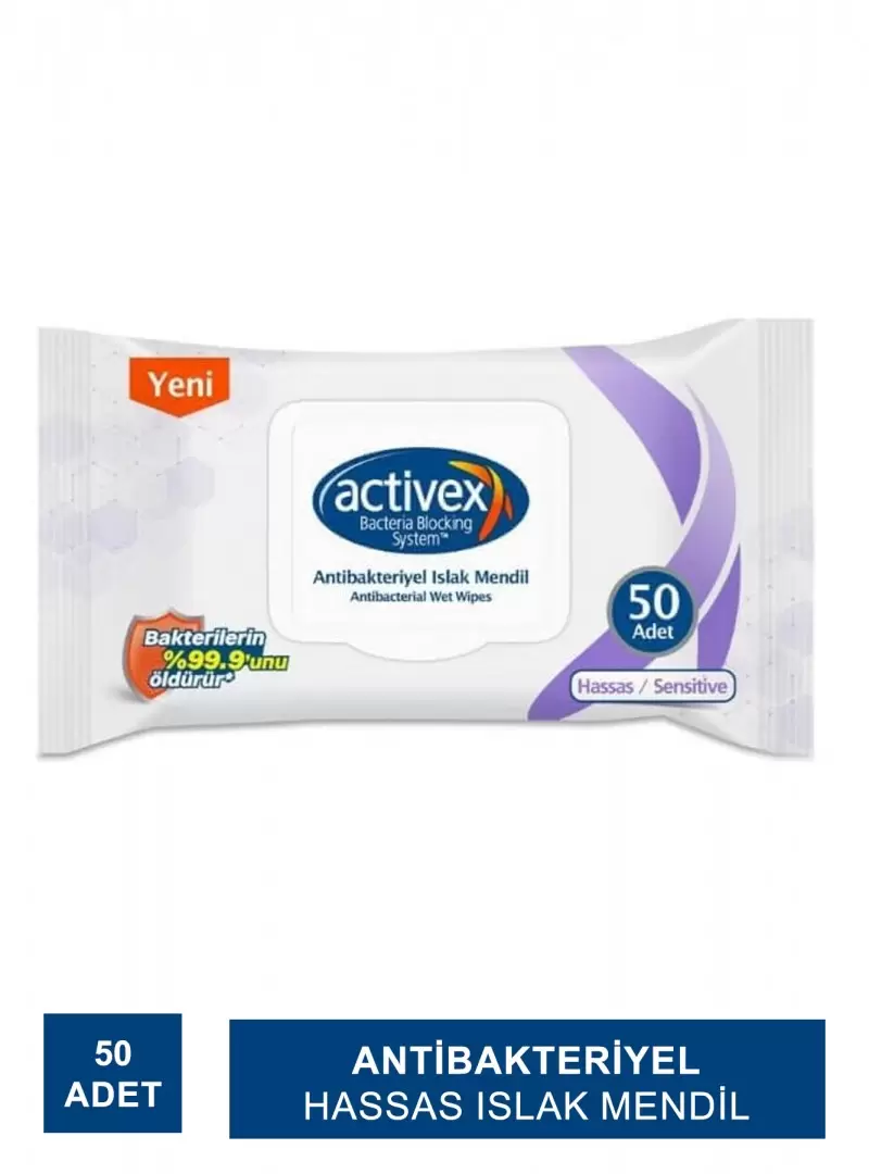 Activex Antibakteriyel Hassas Islak Mendil 50 Adet