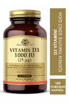 Solgar Vitamin D3 1000 IU 100 Yumuşak Kapsül