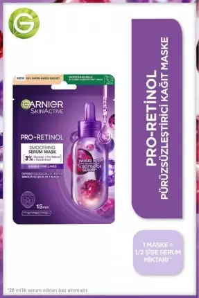 Garnier Pro-Retinol Pürüzsüzleştirici Kağıt Maske 22gr