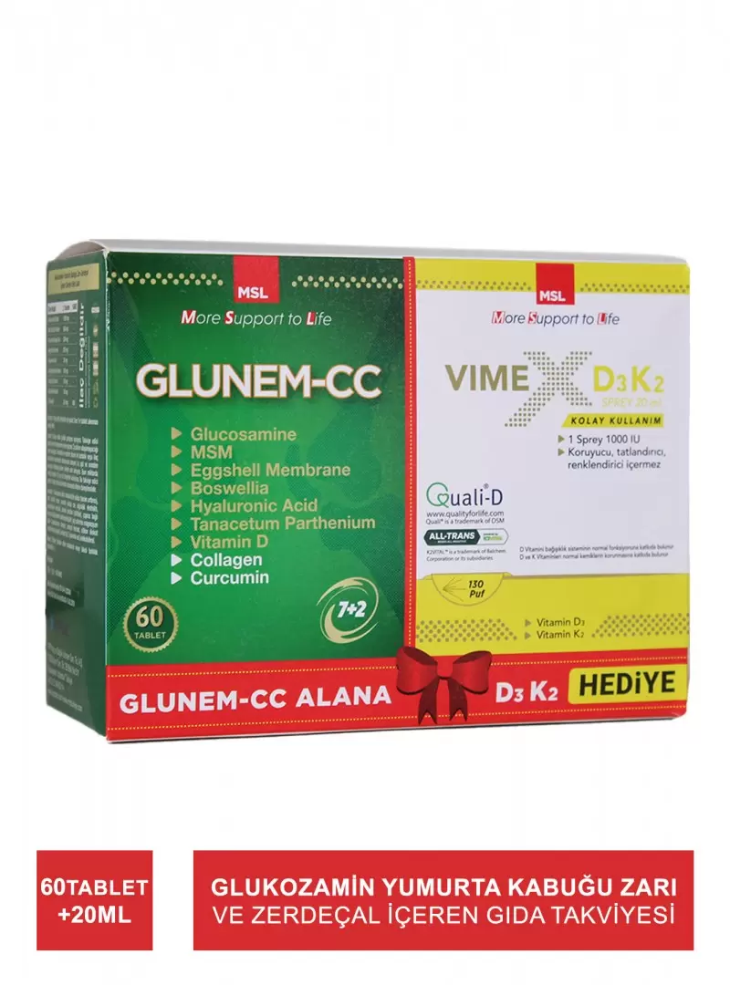 Msl Glunem-CC 60 Tablet ( Vimex D3K2 20ml Hediye )