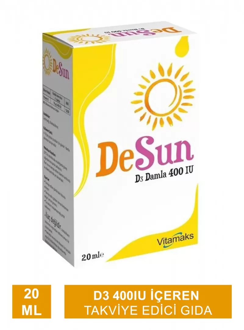 Outlet - Vitamaks DeSun Vitamin D3 400IU Damla 20 ML