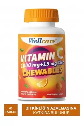 Outlet - Wellcare Vitamin C 1000 mg + 15 mg Zinc Chewable 60 Tablet