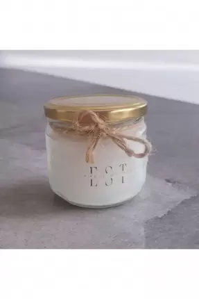 Ebruli Sanat Tasarım %100 Soya Wax Ev Dekorasyonu Cam Kavanoz Çiçek Süslemeli Beyaz Mum