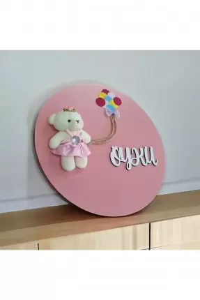 Ebruli Sanat Tasarım Kişiye Özel İsimli Bebek ve Keçe Balon Detaylı Çocuk Odası Kapı Süsü