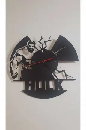 Ebruli Sanat Tasarım Hulk Temalı Özel Tasarım Ahşap Duvar Saati Duvar Dekorasyonu