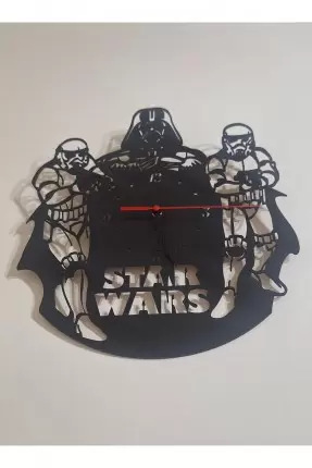 Ebruli Sanat Tasarım Starwars Özel Tasarım Ahşap Duvar Saati